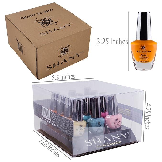 SHANY DIY Nail Polish Set - Quick Dry Nail Lacquer Kit, Vibrant & Colorful DIY Collection, Semi Glossy, Shimmery & Matte Finishes - Full Size - 12 Colors - Pastel