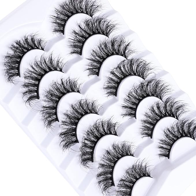 Wispy Fluffy Lashes False Eyelashes Cat Eye Lashes Pestañas Mink Lashes-7 Pair