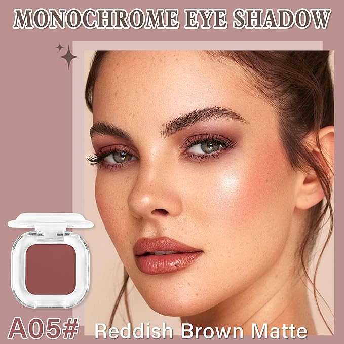 Red Brown Matte Single Eyeshadow Makeup Powder Palette,High Pigment Blendable Formula Eye Makeup for Women,Neutral Eye Shadow,sombras para ojos,Longwear Waterproof,Vegan & Cruelty-Free,Eyeshadow Gift