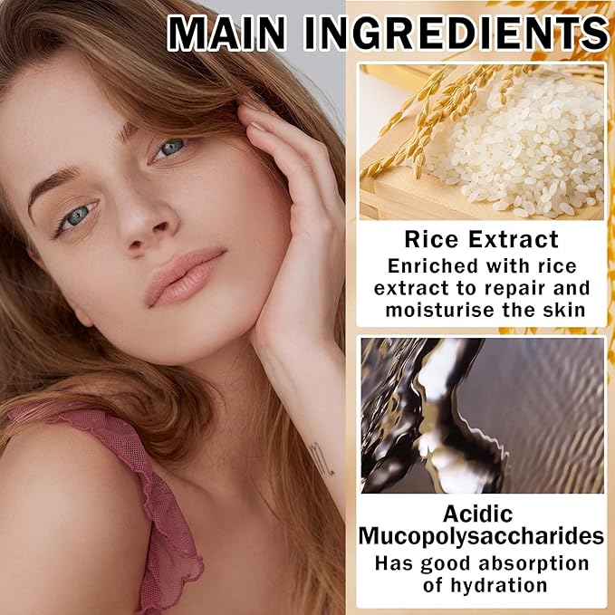 Crema De Arroz para La Piel De Cara Y Cerrar Los Poros Quitar Manchas White Rice Serum for Face Essence Deep Moisturizing Nourishing Suero Crema Para Las Manchas En De La Cara(2PCS)