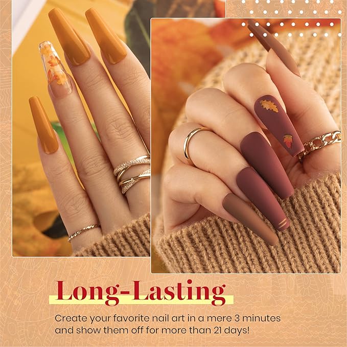 Beetles Fall Gel Nail Polish Set 6 Colors Caramel Chocolate Coffee Mocha Yellow Gold Glitter Brown Gel Polish Kit Soak Off UV LED Cured Nail Art Gifts for Women Caramel Swirl