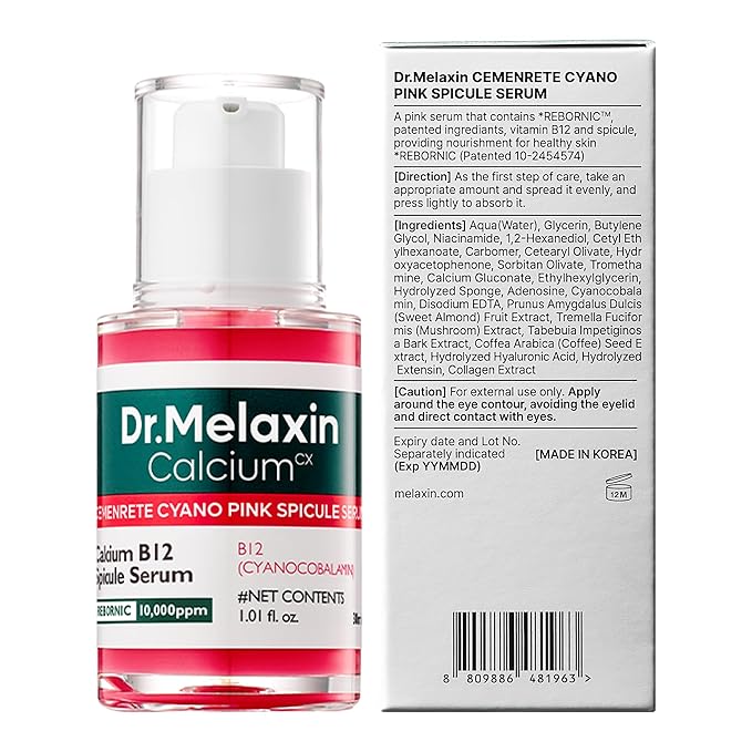 Dr.Melaxin Cemenrete Cyano Pink Spicule Serum with Calcium, pore tightening refines pores tightening serum 1.01 fl. oz.