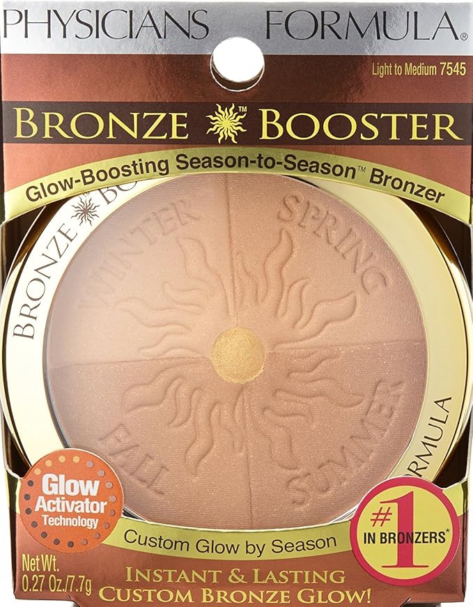 Physicians Formula Bronze Booster Glow-Boosting Season-to-Season, Customizable Seasonal Glow Glow, Lasting Tan Boost, Hypoallergenic Powder, Cruelty-Free & Hypoallergenic- Light-to-Medium