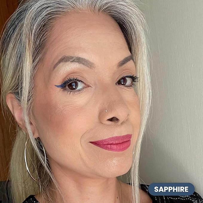 PRIME PROMETICS PrimeEyes Glide Eyeliner for Mature Women – Water-Resistant, Long-Stay and Mess-Proof – Gel Cream Texture, Discreet Sharpener and Effective Smudger (Sapphire (blue))