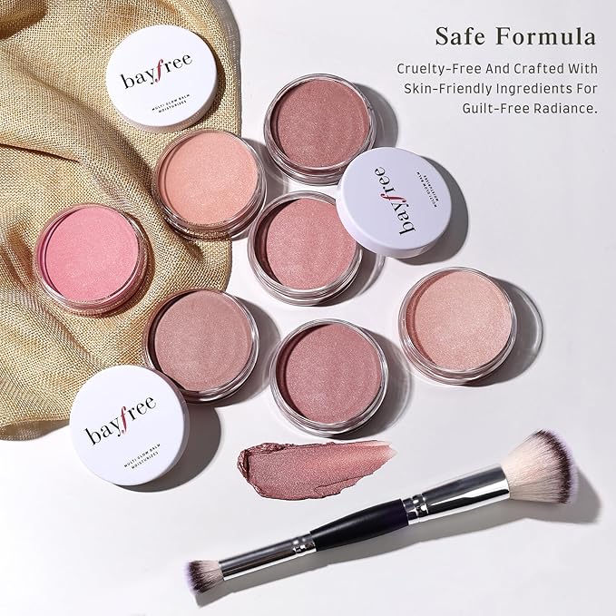 bayfree Multi Glow Balm Set, Cream Blush with Double-ended Brush, Radiant Finish, Hydrating, Creamy, Radiant Finish, Lightweight & Blendable Color, Face Balm