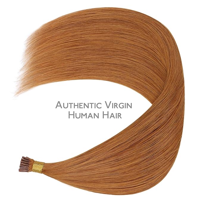 WENNALIFE I Tip Hair Extensions Human Hair, 50g 100s 16 Inch Auburn Ginger Remy Itip Human Hair Extensions Invisible