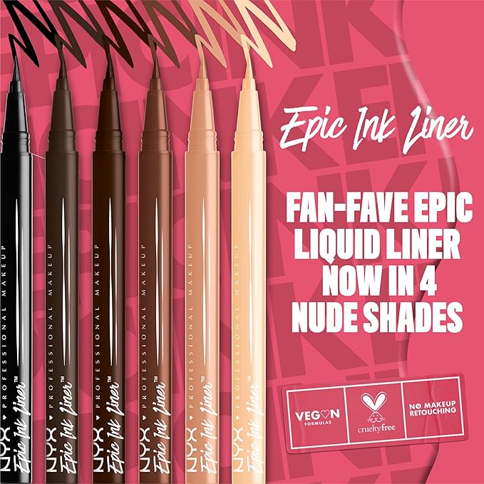 NYX PROFESSIONAL MAKEUP Epic Ink Liner, Waterproof Liquid Eyeliner with Vegan Formula - Lil Toasty (Beige Matte)