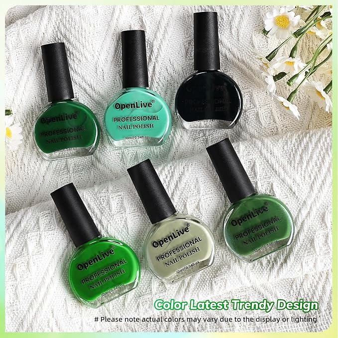 Green Nail Polish 6Pcs Nail Polish Set All Seasons Neutral Color Quick Dry Nail Polish Set for Collection St. Patrick's Day Gift for Her