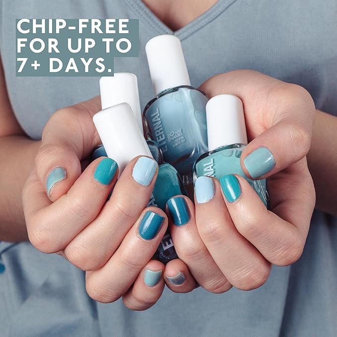 Eternal Green Nail Polish Set for Women (MINDFULNESS) - Light Blue Nail Polish Set for Girls - Long Lasting & Quick White Nail Polish for Home DIY Manicure & Pedicure - Made in USA, 13.5mL (Set of 4)