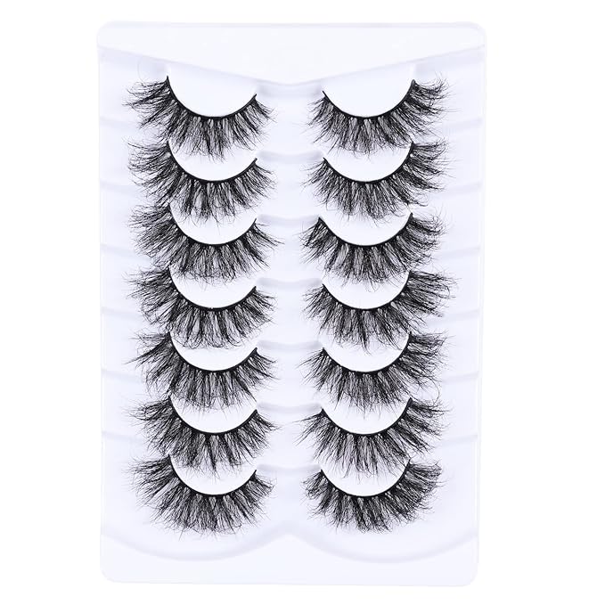 Wispy Fluffy Lashes False Eyelashes Cat Eye Lashes Pestañas Mink Lashes-7 Pair
