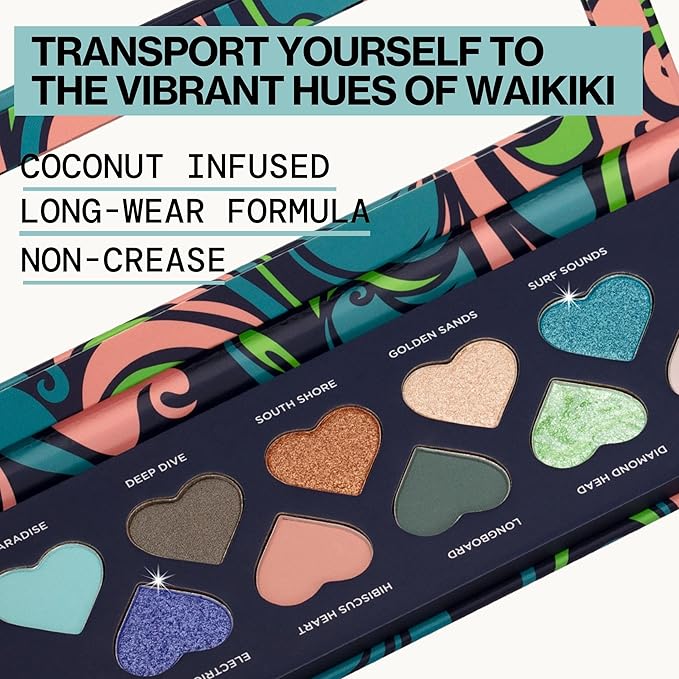 Pacifica Eyeshadow Palette – Waikiki Mineral Eyeshadow, Blendable Shimmer & Matte Shades w/Velvet Matte, Shimmer & Metallic, Cocoa Butter Infused, Talc-Free, Vegan & Cruelty-Free, 0.24 oz 10 Shades