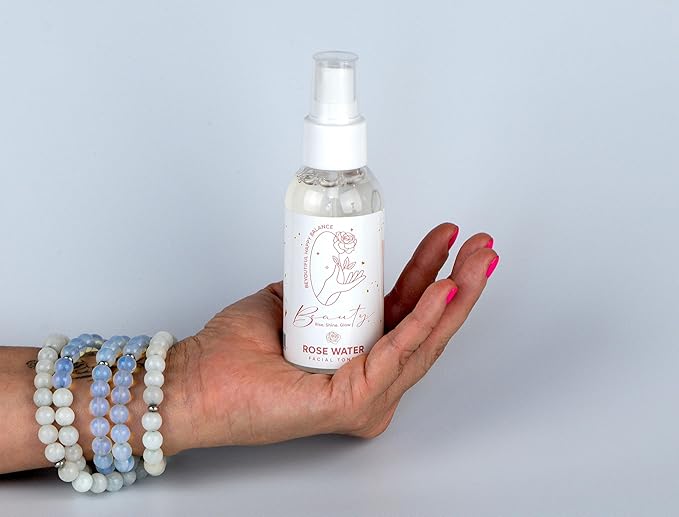 Beauty Hydrating Rose Water Facial Mist with Caviar Extract, Seaweed, Vitamin E and jojoba Oil