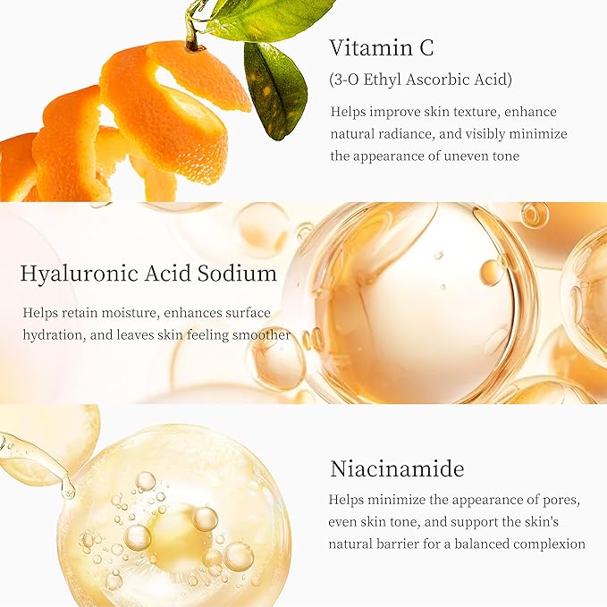 Vitamin C Gloss Serum,HONLINK Face Essence - Stabilized Complex with Hyaluronic Acid & Centella Dull Facial Skin,Uneven Tone,Fine Lines,Pores, Dry Skin,TK Popular Skincare,Unique Gift for Women