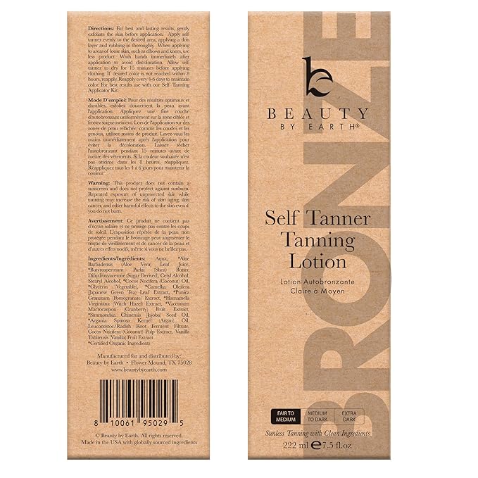 Self Tanner with Tanning Mitt - USA Made Sunless Self Tanning Lotion with Organic Ingredients