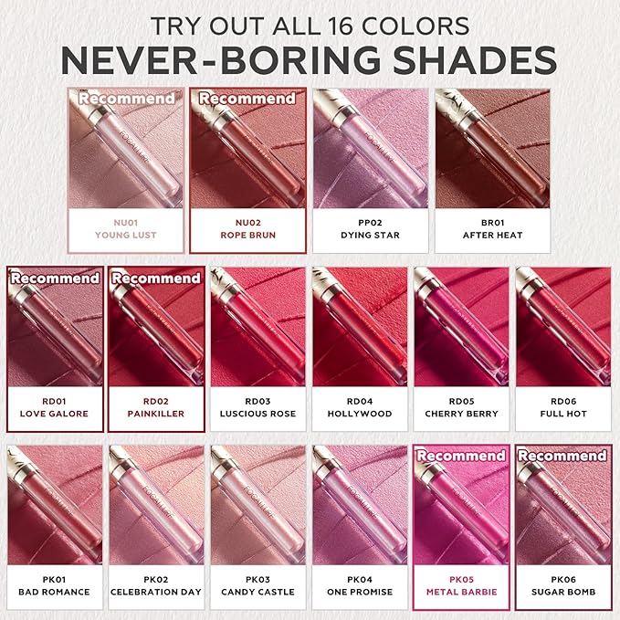 FOCALLURE Metallic Liquid Lipstick,Non Stick Cup Lip Gloss,High Impact Lip Color with Transfer-proof Wear,Long Lasting & Waterproof Lipstick Makeup for Women,Love Galore