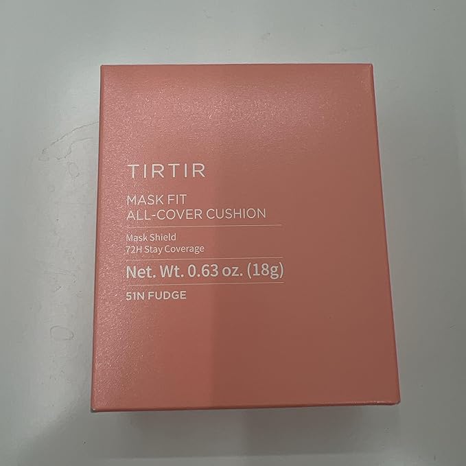 TIRTIR Mask Fit All Cover Pink Cushion Foundation | High coverage, Velvety Matte Finish, Lightweight, Flawless, Corrects Redness, Korean Cushion (#51N Fudge, Full Size, 0.63 Fl Oz)