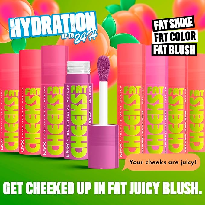 NYX PROFESSIONAL MAKEUP Fat Cheeks Liquid Blush, Buildable, Dewy Blush with Long-Lasting 12HR Wear - Fig Fizz (Soft Peach)