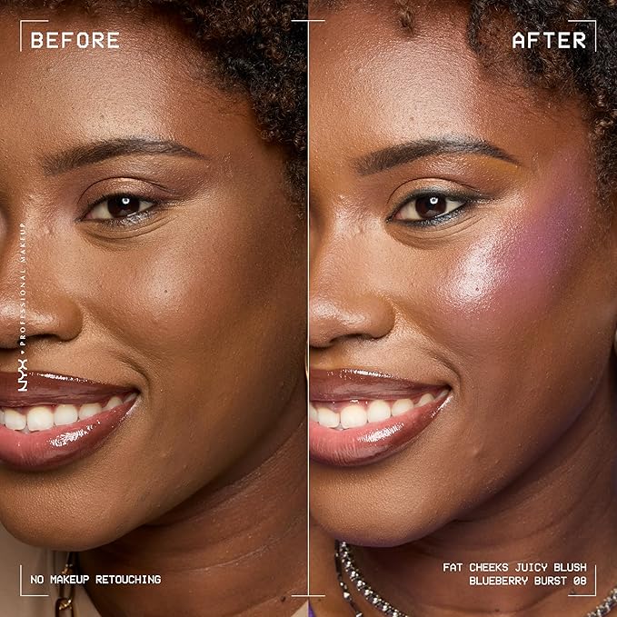 NYX PROFESSIONAL MAKEUP Fat Cheeks Liquid Blush, Buildable, Dewy Blush with Long-Lasting 12HR Wear - Blueberry Burst (Cool Purple)