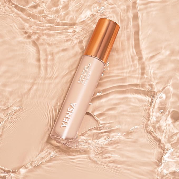 YENSA Super Serum Silk Concealer - Full Coverage Undereye Concealer & Peptides Serum for Face - Enriched with Vitamins C & E, Bakuchiol & Superfoods to Boost Radiance - Tan 2 (0.2 Fl oz)