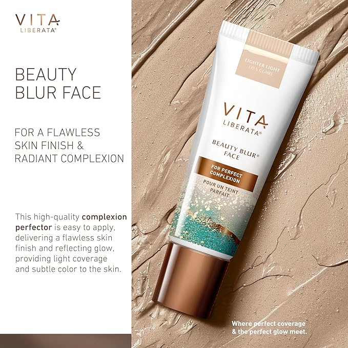 Vita Liberata Beauty Blur Face - Lighter Light, BB Cream, Hydrating Skin Finish, Radiant Glow & Flawless Finish, 1.01 fl oz