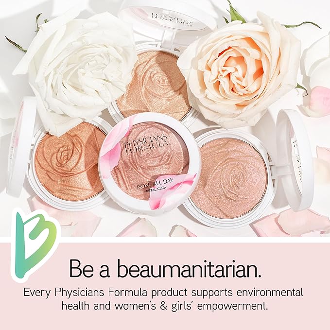 Physicians Formula Rosé All Day Highlighter Blush Face Powder Shimmer Petal Glow, Pink Freshly Picked, Dermatologist Tested, Clinicially Tested