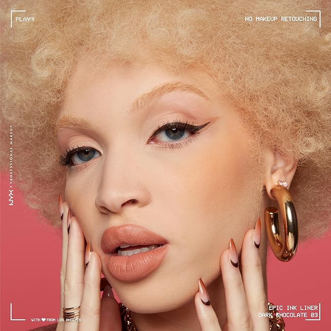 NYX PROFESSIONAL MAKEUP Epic Ink Liner, Waterproof Liquid Eyeliner with Vegan Formula - Dark Chocolate (Dark Brown Matte)