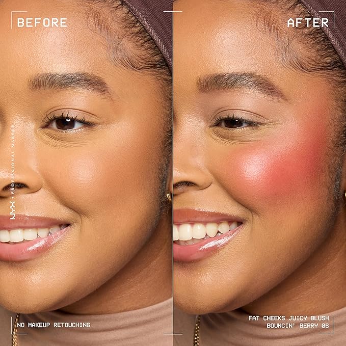 NYX PROFESSIONAL MAKEUP Fat Cheeks Liquid Blush, Buildable, Dewy Blush with Long-Lasting 12HR Wear - Bouncin Berry (Bright Watermelon)