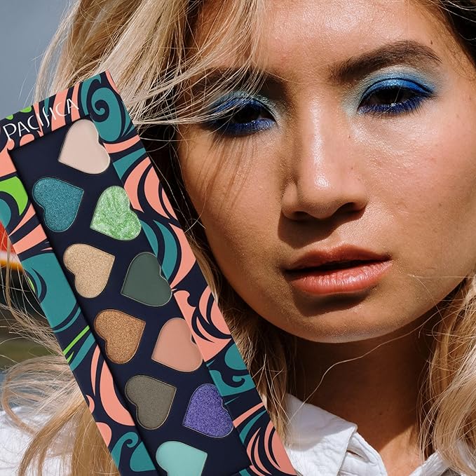 Pacifica Eyeshadow Palette – Waikiki Mineral Eyeshadow, Blendable Shimmer & Matte Shades w/Velvet Matte, Shimmer & Metallic, Cocoa Butter Infused, Talc-Free, Vegan & Cruelty-Free, 0.24 oz 10 Shades