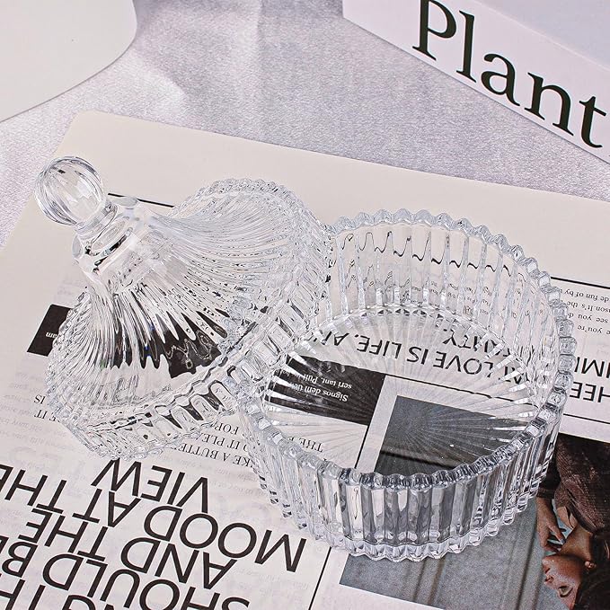 Large Body Powder Puff and Container, Powder Puff Crystal Container, Body Puff Glass Jar, Puff not Including