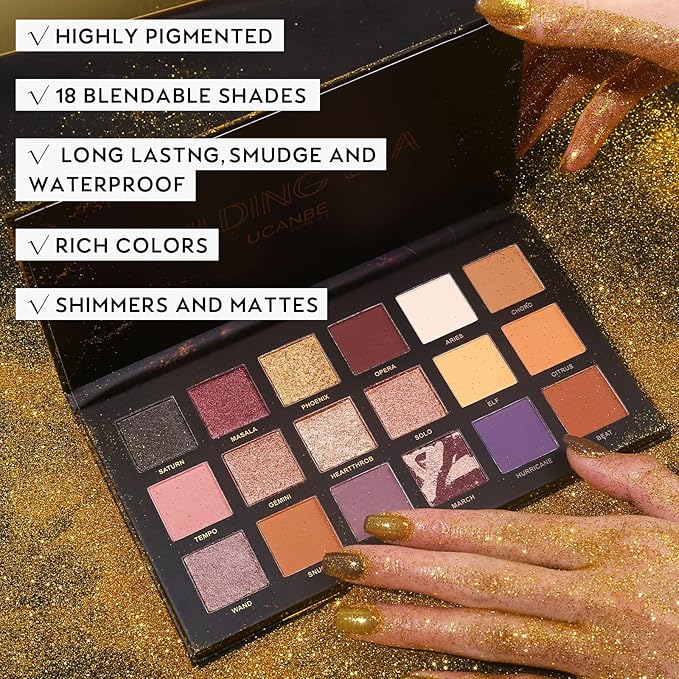 Shimmer Matte Makeup Eyeshadow Palette Professional 18 Colors High Pigmented Warm Neutral Metallic Blendable Creamy Eye Shadow Pallet Set