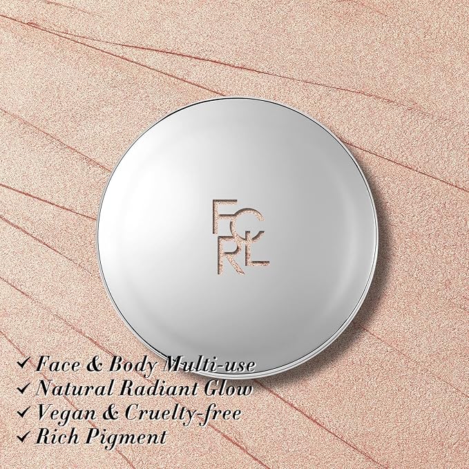 FOCALLURE Shimmer Face Highlighter Makeup Powder, Gel to Powder Glow Finish, Leaving a Lightweight & Healthy Radiance, Long Lasting Luminous Face Body Highlighter Makeup,GD01 New World