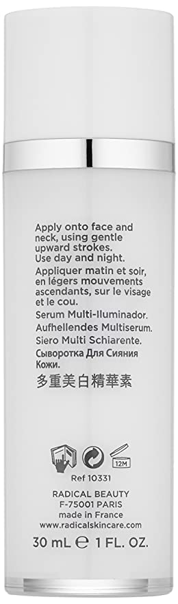 Radical Skincare Multi Brightening Serum - Fights 7 Causes of Uneven Skin Tone, Tightens & Brightens Skin - For All Skin Types Including Sensitive Skin - Paraben & Cruelty Free (1 oz)