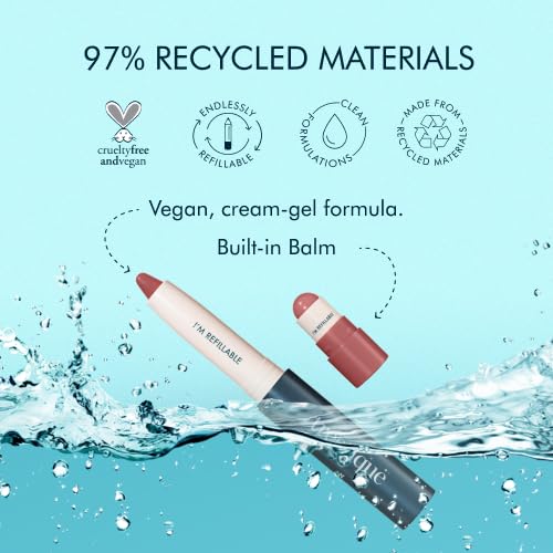 TRE'STIQUE Matte Lip Crayon, Matte Lipstick With Built-in Lip Gloss Balm, 2-in-1 Lip Liner Set With Lip Crayon and Lip Balm, Lipstick and Lip Gloss Kit (Tuscan Wine Refillable)