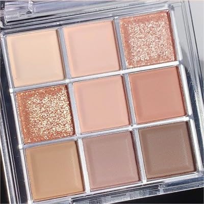 Kayswang 9 colors glitter eyeshadow palette makeup palette matte high pigment color cream texture natural eye shadow powder eye shadow palette in autumn and winter long lasting waterproof (pink brown)