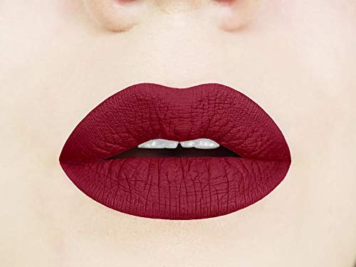 Aromi Maroon Burgundy Liquid Lipstick | Long-Lasting, Dark Red Lip Color for Women, Vegan, Bordeaux Wine Shade, Waterproof (Red Dahlia)