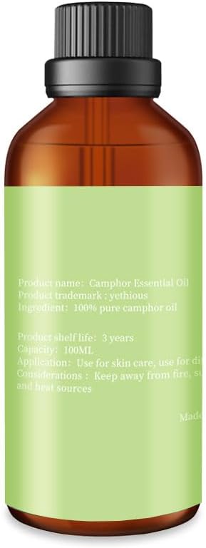 yethious Camphor Essential Oil for Diffuser & Aromatherapy, Massage, Candle Soap Making Camphor Oil Fragrance DIY - 100ML