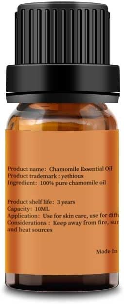 Yethious Organic Chamomile Essential Oil 100% Pure Aromatherapy Oils for Diffuser, Skin, Hair and Face, 10 Milliliters
