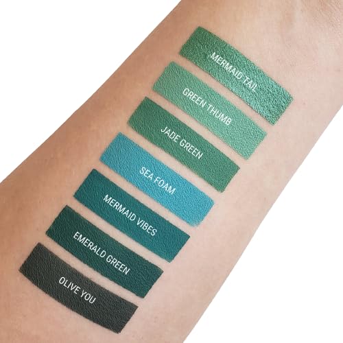 Aromi Green Metallic Liquid Lipstick | Turquoise, Teal-Green Lip Color with Shimmery Finish, Vegan, Cruelty-free, Long-lasting, Smudge Proof, Handmade (Mermaid Tail)