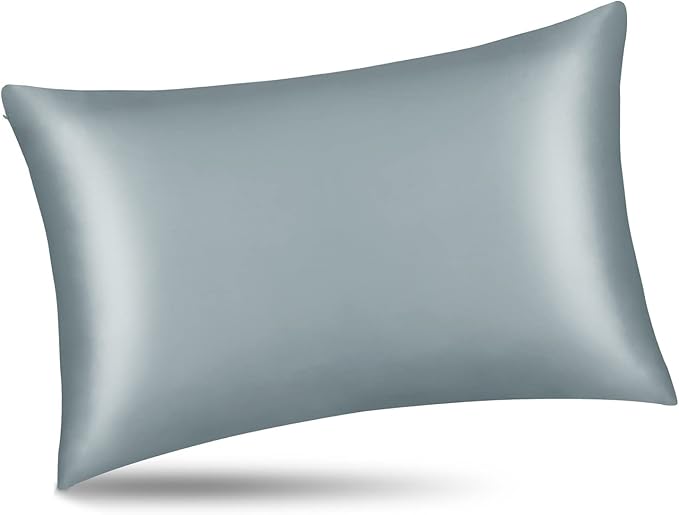 ALASKA BEAR Silk Pillowcase for Hair and Skin, Set of 2 Pure Genuine 22 Momme Mulberry Silk Pillow Cases Queen Size for Bliss Sleep Better Than Poly Satin, Zipper Closure(2pc, HazeBlue)