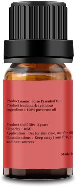 yethious Rose Essential Oil 100% Pure Rose Scented Oil for Diffuser & Aromatherapy Fragrance DIY Candle Soap Making Rose Oil Essential Oil 10ML