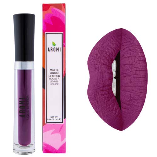 Aromi Violet Plum Liquid Lipstick, Dark Purple Lip Color, Vegan and Cruelty-free, Long-lasting and Waterproof Lipstick, Handmade (Vamptastic Plum)