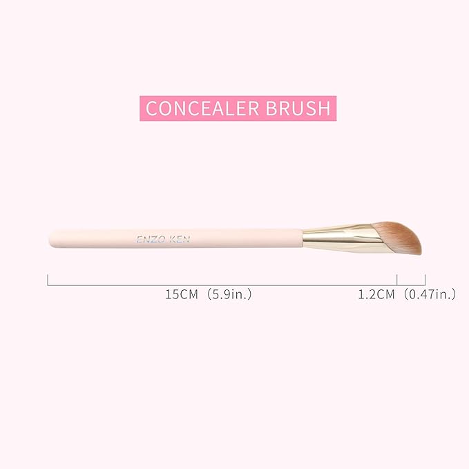 Angled Concealer Brush Under Eye, Concealer Brush, Nose Contour Brush, Small Concealer Brushes, Under Eye Makeup Brushes, Under Eye Brush, Concealer Makeup Brushes. Pink and Gold 11M