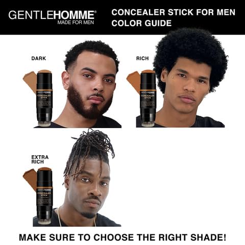 Gentlehomme - Concealer Stick - Men’s 2-in-1 Concealer & Brush - For Blemishes, Dark Circles, Scars, Acne & Uneven Skin Tones - Natural Finish - All Skin Types - Vegan - Dark - 1 Stick