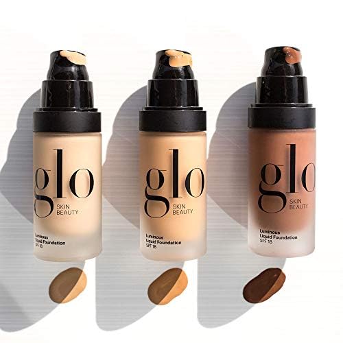Glo Skin Beauty Luminous Liquid Mineral Foundation Makeup with SPF 18 (Linen) - Improves Uneven Skin Tone, Smooths & Corrects Imperfections, Sheer to Medium Coverage, Dewy Finish