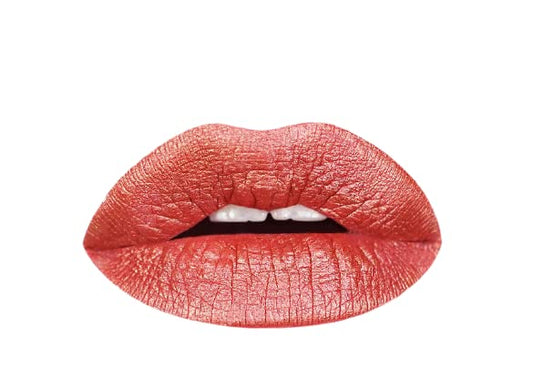 Aromi Copper Metallic Liquid Lipstick, Rosy Bronze Lip Color with Glittery Finish, Long-lasting Makeup, Vegan and Cruelty-free, Handmade (Copper Bliss)