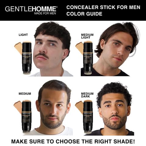 Concealer Stick with Brush for Men - Eraser Dark Circles - Men’s Multi-Use Concealer - Dual Sided Full Coverage with Soft Brush- Buildable Coverage Makeup - All Skin Type - (Medium Dark)
