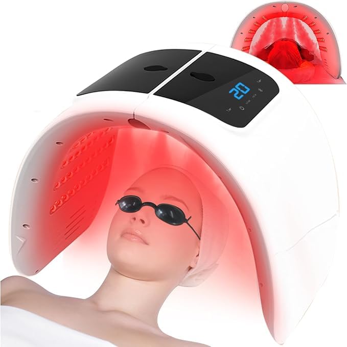 7 Color LED Face Mask with Spray, Red Light Therapy Facial Skin Care Device for Home Use