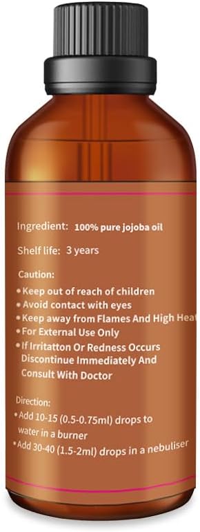 yethious Jojoba Oil Organic Cold Pressed Unrefined Pure Jojoba Oil for Essential Oils Mixing, Skin, Hair Growth, Face, Nails, Massage - 3.38 Fl Oz