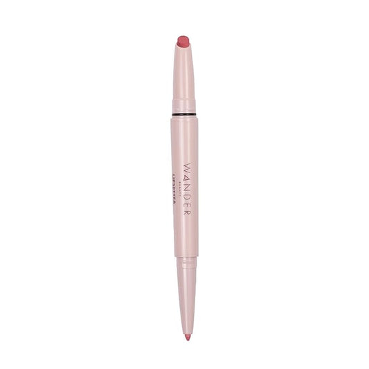 Wander Beauty Lipsetter Dual Cream Lipstick + Lip Liner - St. Tropez Rosé - Ultra-Smooth, Hydrating Lipstick and Lip Liner with a Soft Matte Finish - Made with Squalane & Peptides (1 Count)