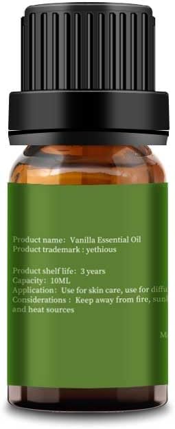 yethious Vanilla Essential Oil for Diffuser & Aromatherapy Perfume Oil Pure Natural Vanilla Essential Oil for Skin - 10ml